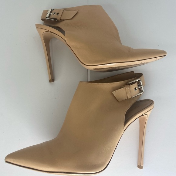 Gianvito Rossi Tan Point Toe Back Buckle Strap Luxury Leather Heels 39 - Picture 5 of 10